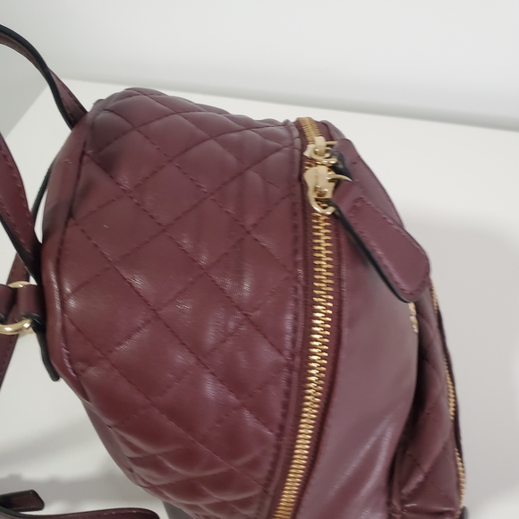GUESS Quilted Burgundy Mini Backpack - Picture 4 of 14